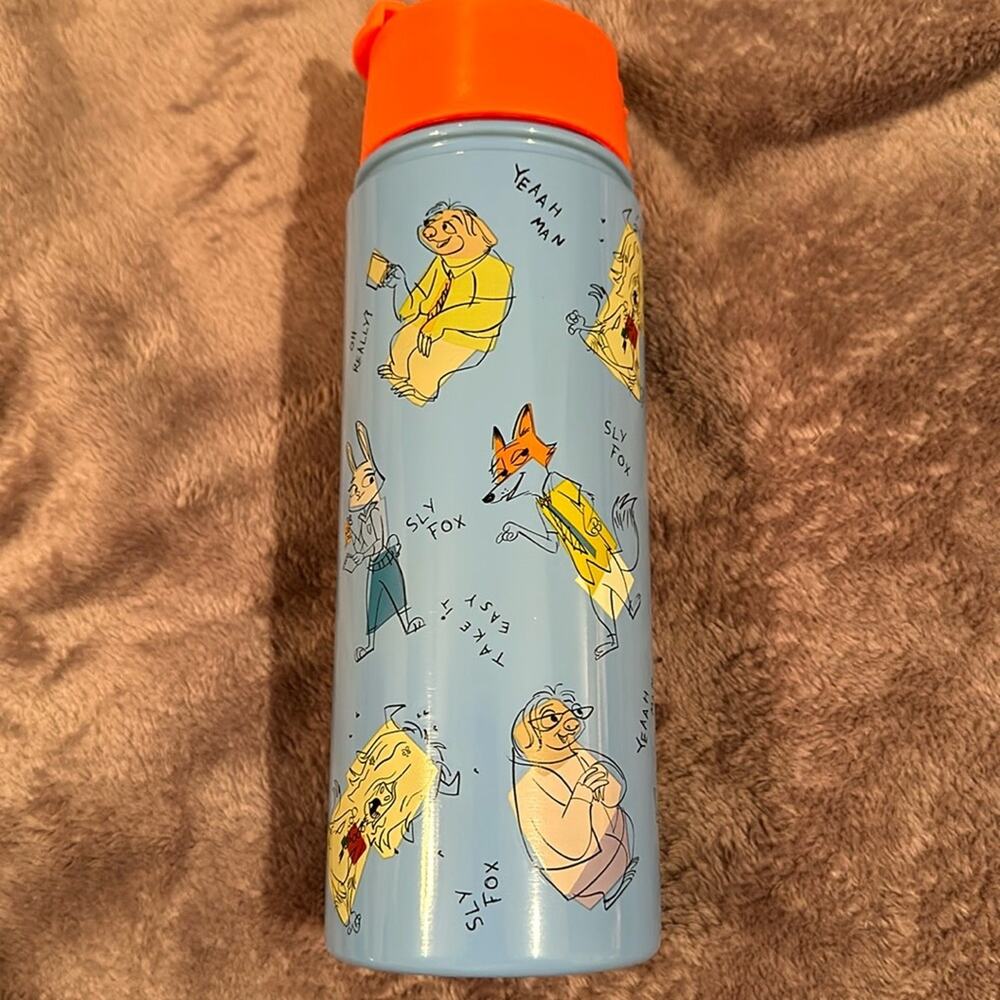 NWT Zootopia 18oz Stainless Steel Water Bottle Nick Wilde Judy Hops Flash Yax